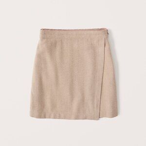 Abercrombie Wool Blend Tan Wrap Plaid Mini Skirt - Size XS